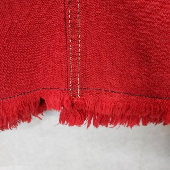 PARIS BLUES Jean Skirt Junior 7 Women's 8 Denim Red White & Blue Ombre Raw Hem - Picture 4 of 13